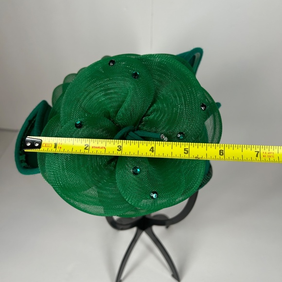Deborah New York Hat Green 7” VTG Wool USA Sequence Tea Party Church Christmas - Picture 7 of 14